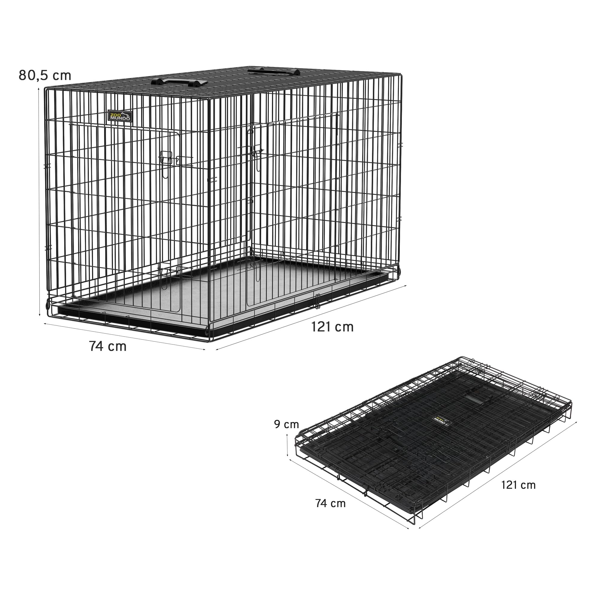zoomundo Faltbarer Tierkäfig / Transportbox - Größe XXL - BLACK EDITION