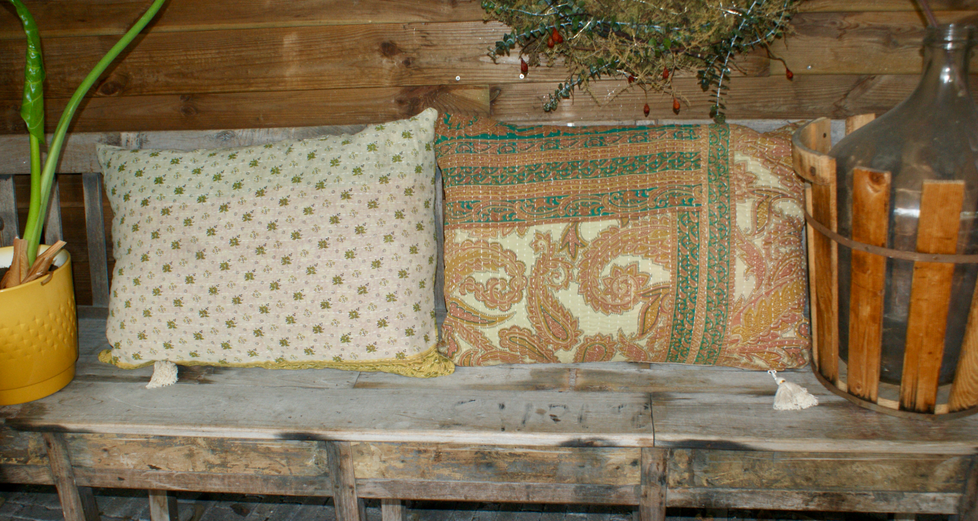 Kussen Kantha vintage 50x70 cm green