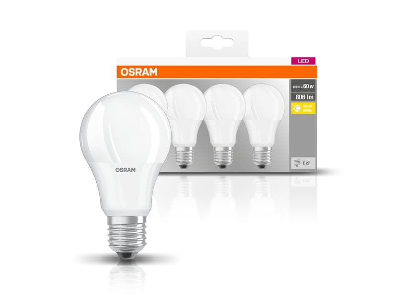 OSRAM Lampe Base Retro, 8.5W, E27 Warmweiss, 4er Box LED-Leuchtmittel