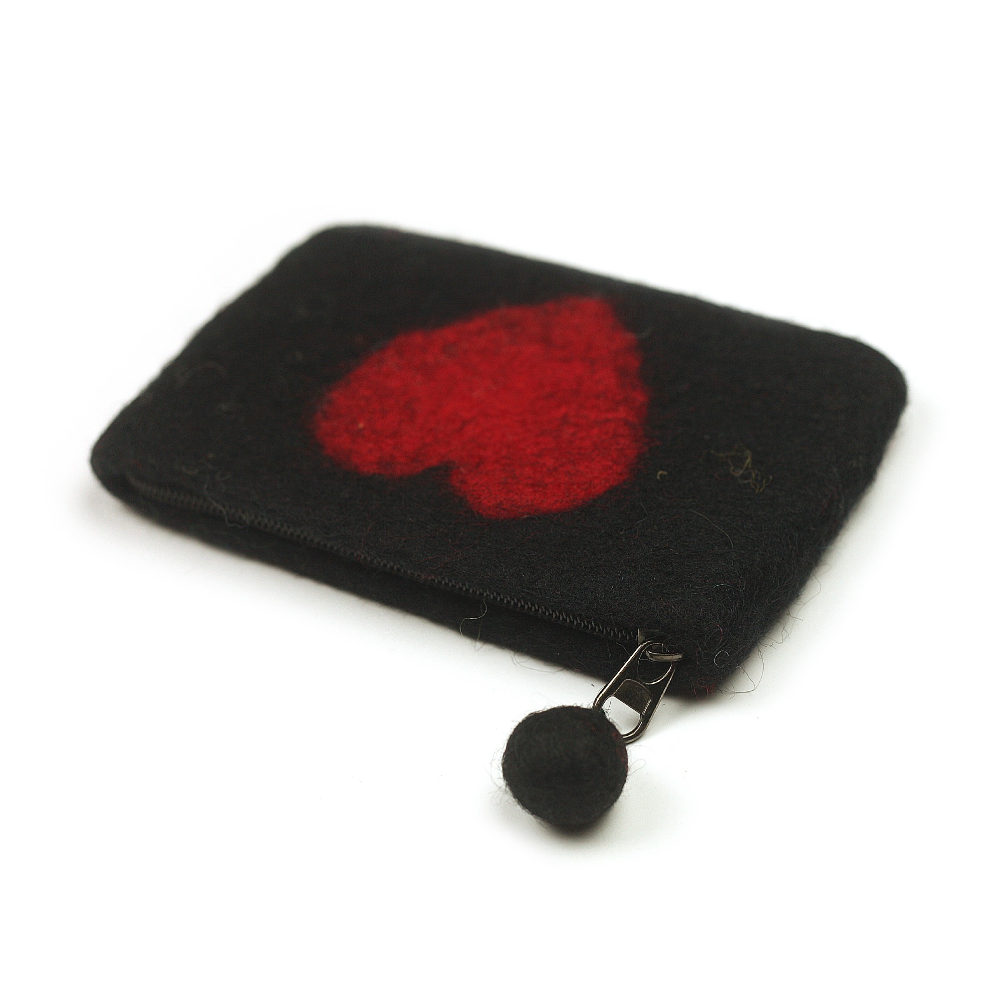 Filz-Etui 'Herz' mit Zipper, schwarz, rot, B 16 cm, H 10 cm günstig bestellen