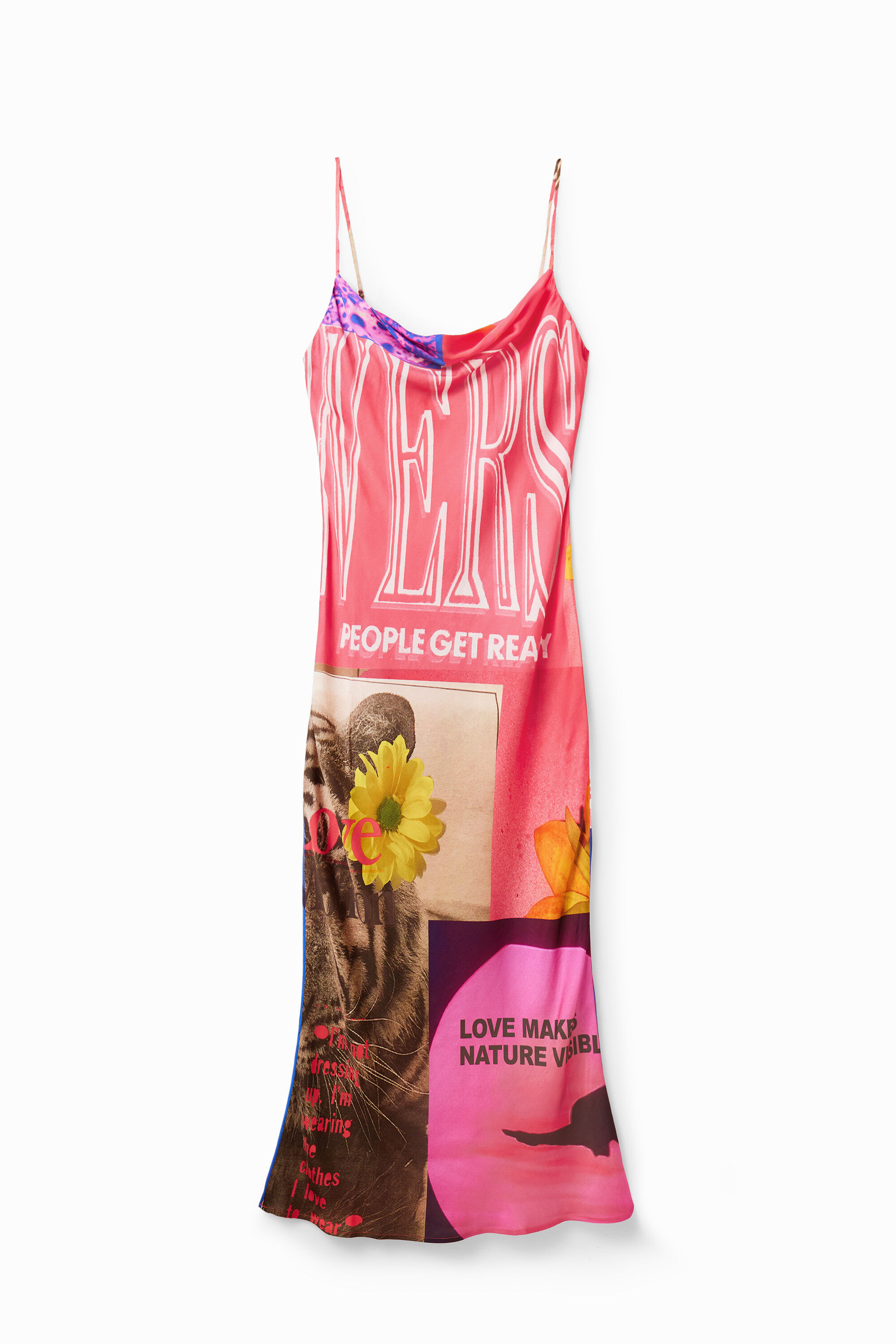 Vestido midi lencero colagem