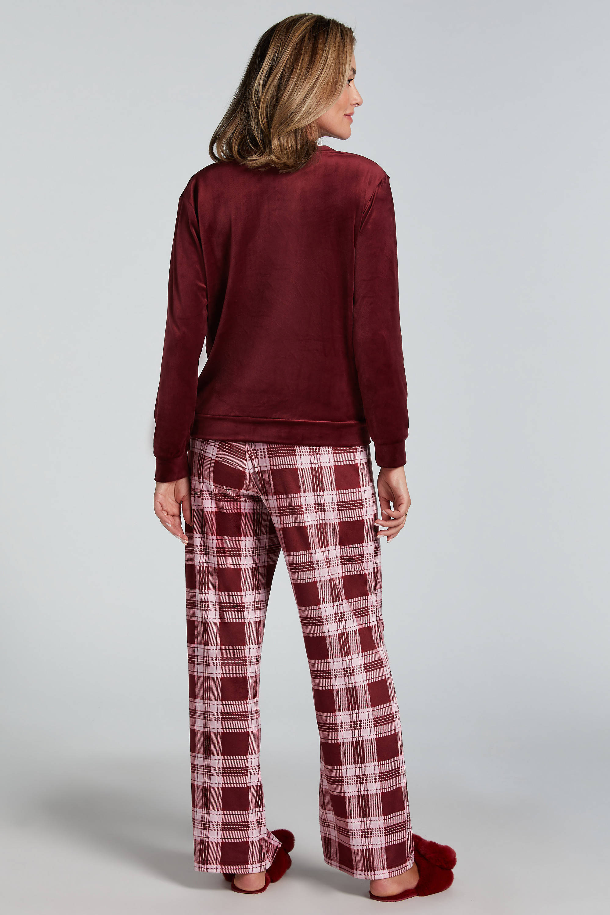 Hunkemöller fluwelen pyjama donkerrood