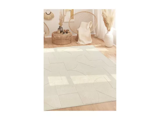 Tapis lavable abstrait crème - ROME 72 Crème 120*160