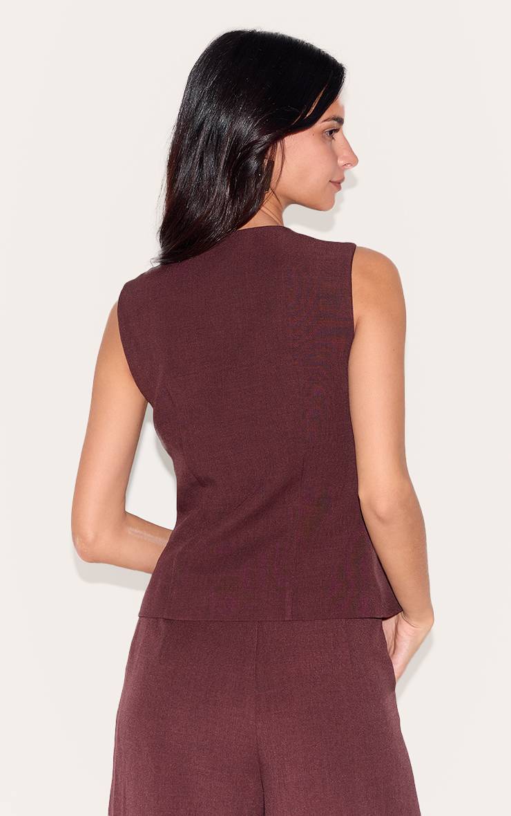 Rouge Vin Gilet Ajusté En Tissu Tissé