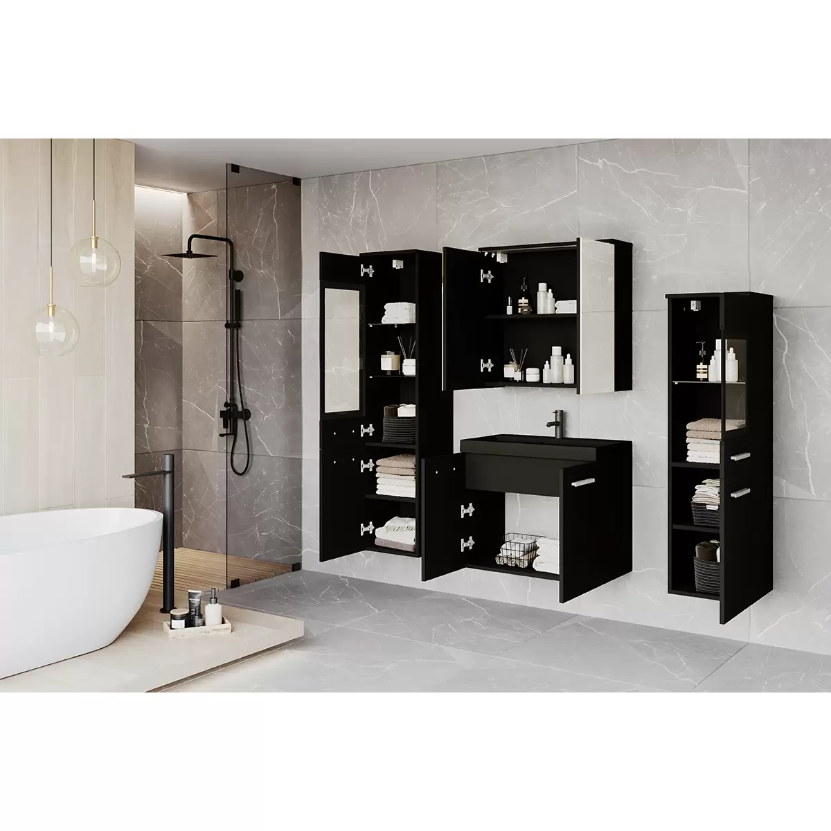 Badezimmer Madrid II Schwarz