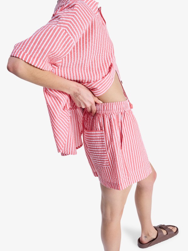 Lekeitio Break High Stripe Short de plage Rouge Femme