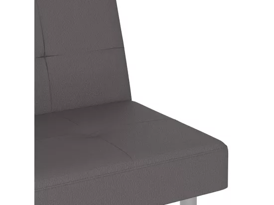Canapé-lit avec porte-gobelets gris similicuir