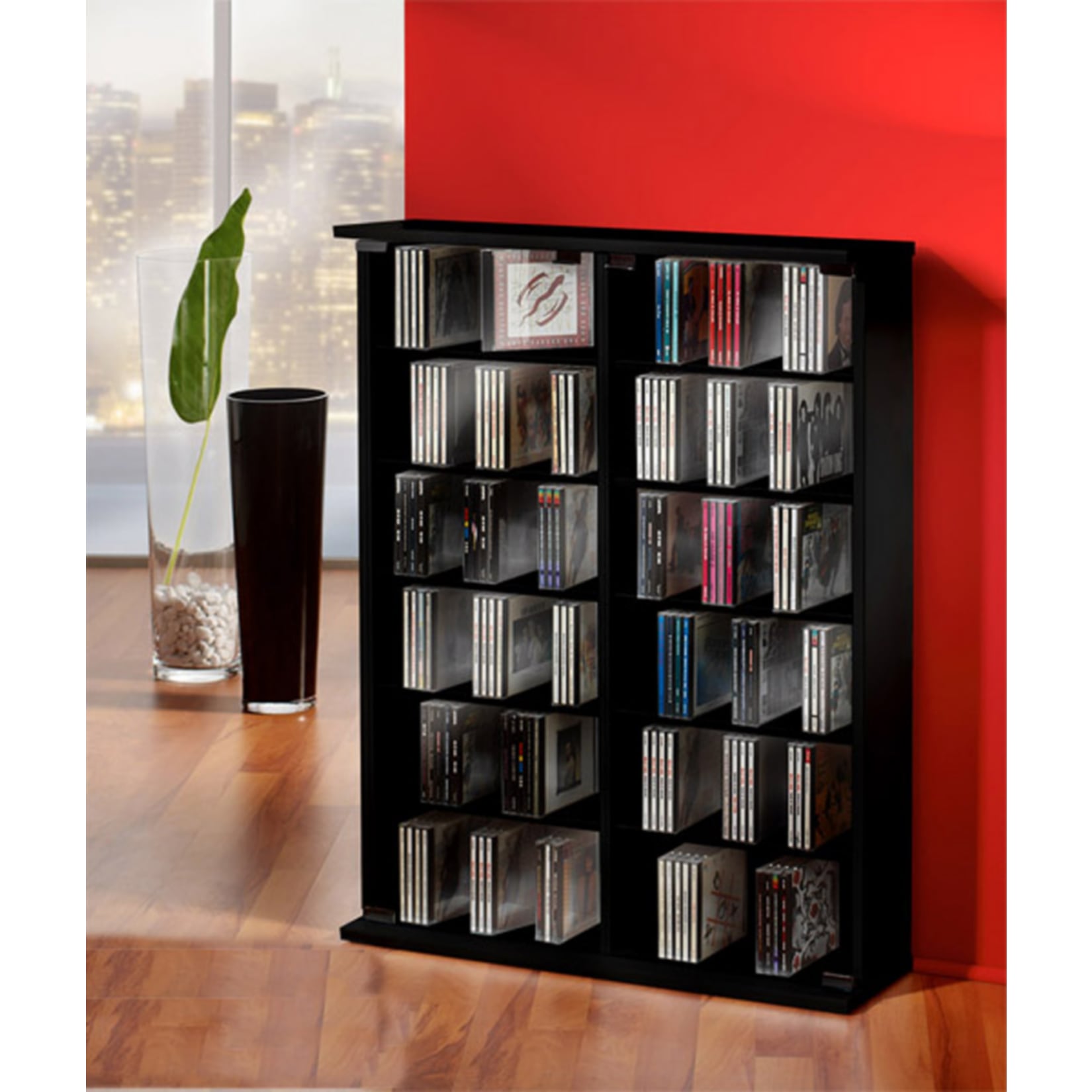 VCM Holz CD DVD Stand Regal Schrank Aufbewahrung Standregal Ständer Roma Glastür