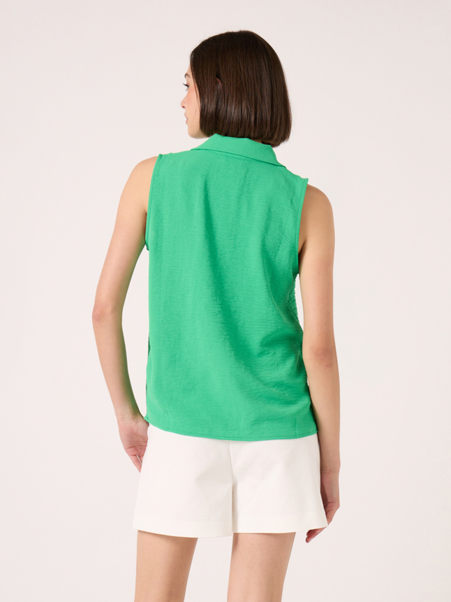 Top col chemise sans manches