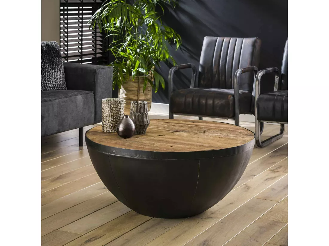 Table basse industrielle ronde SHEFFIELD