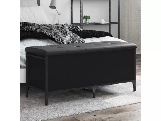 Banc de rangement noir 102x42x45 cm bois d'ingénierie