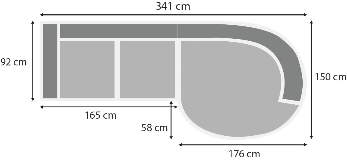 Loungebank stof Tiffany 05 Dordoni B341 x D150 x H92 cm