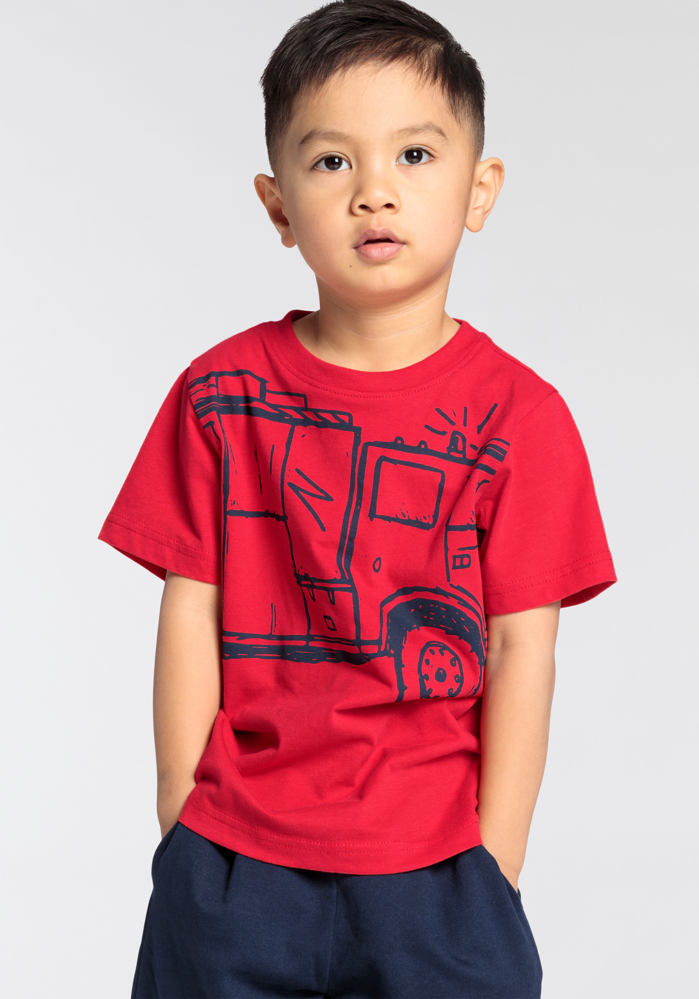 KIDSWORLD T-Shirt »FEUERWEHR« Kurzarm,  Basic-Passform,  mit trendigem Druck,  Rundhalsausschnitt