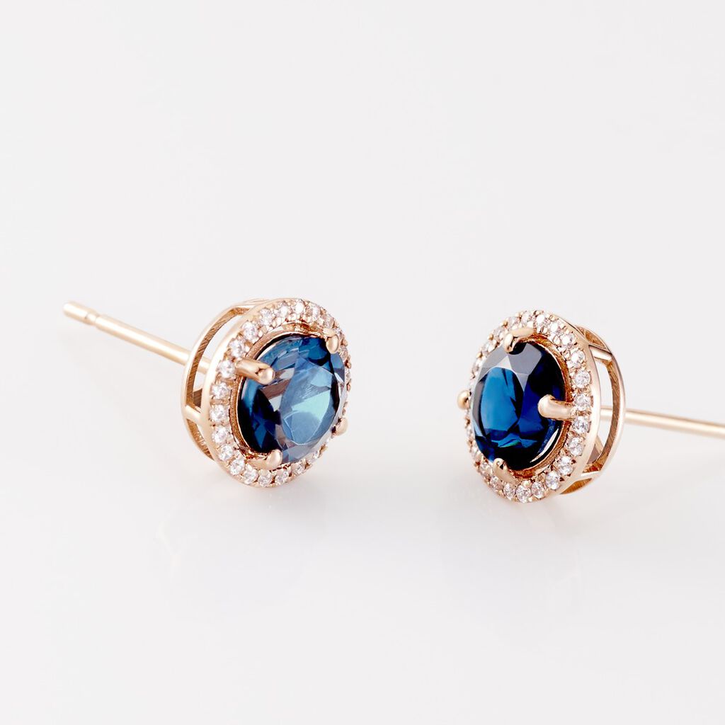 Boucles D'oreilles Puces Or Rose Maeva Topazes Oxydes De Zirconium