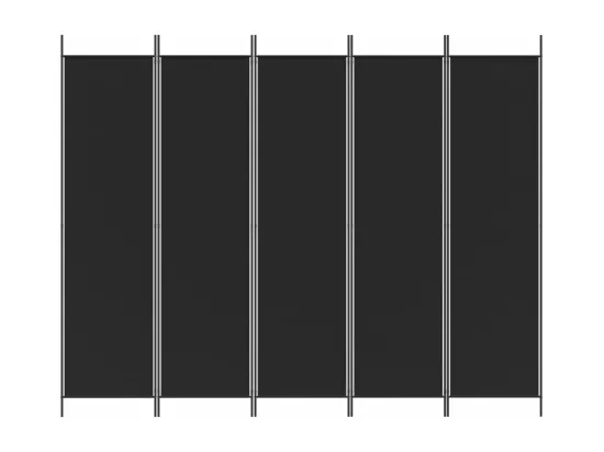 Cloison de séparation 5 panneaux Noir 250x200 cm Tissu