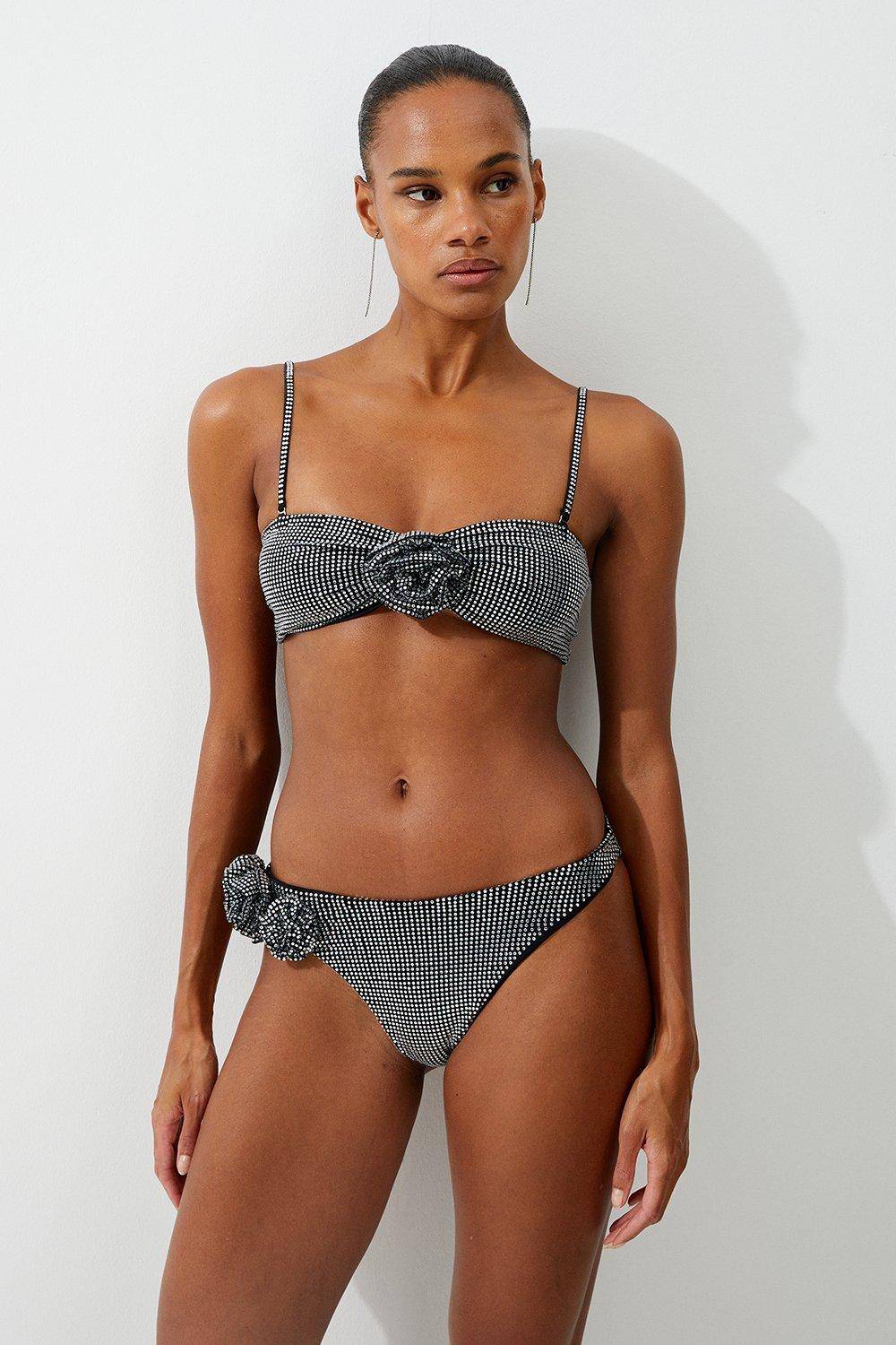 KarenMillen Haut de bikini bandeau orné de rosettes premium