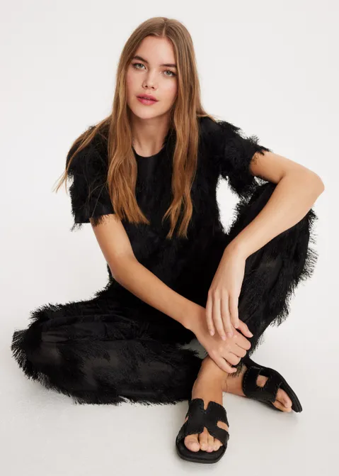 Slipper met brede band zwart (ZWART)