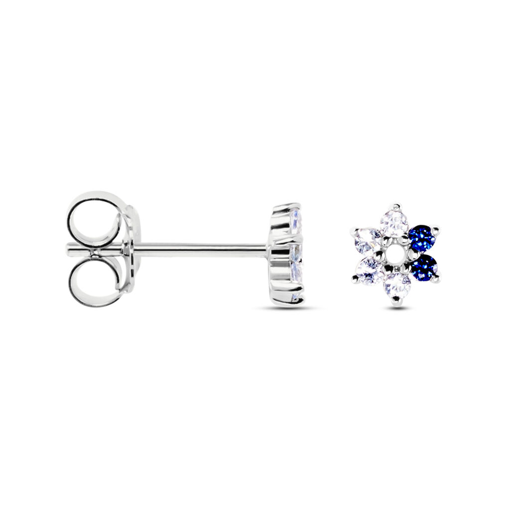 Boucles D'oreilles Puces Pavel Argent Blanc Oxyde De Zirconium