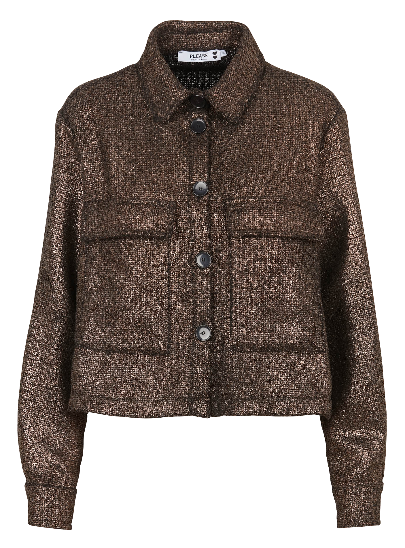 Veste courte droite métallisée | Vert