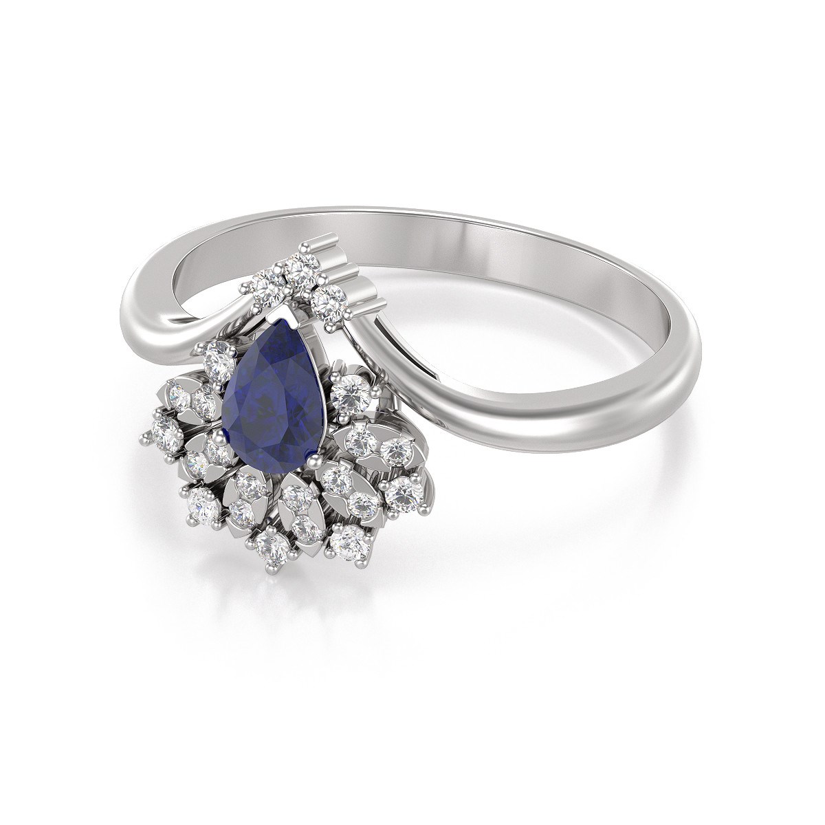 Bague ADEN Or 585 Blanc Saphir et diamants 3.6grs
