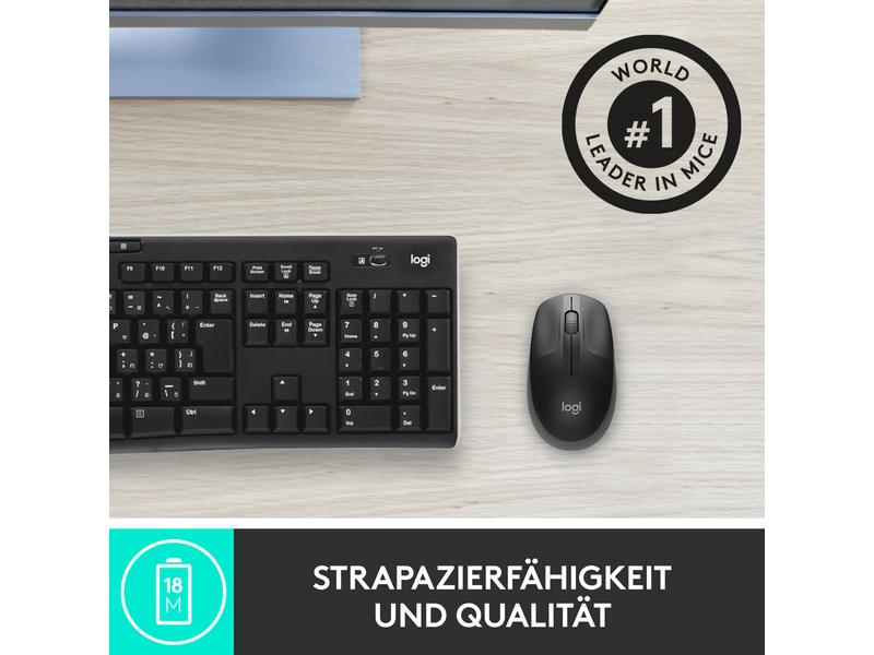 Logitech Maus M190 Anthrazit/Schwarz, kabellos Universelle Arbeitsmaus für alltägliche Büroarbeiten