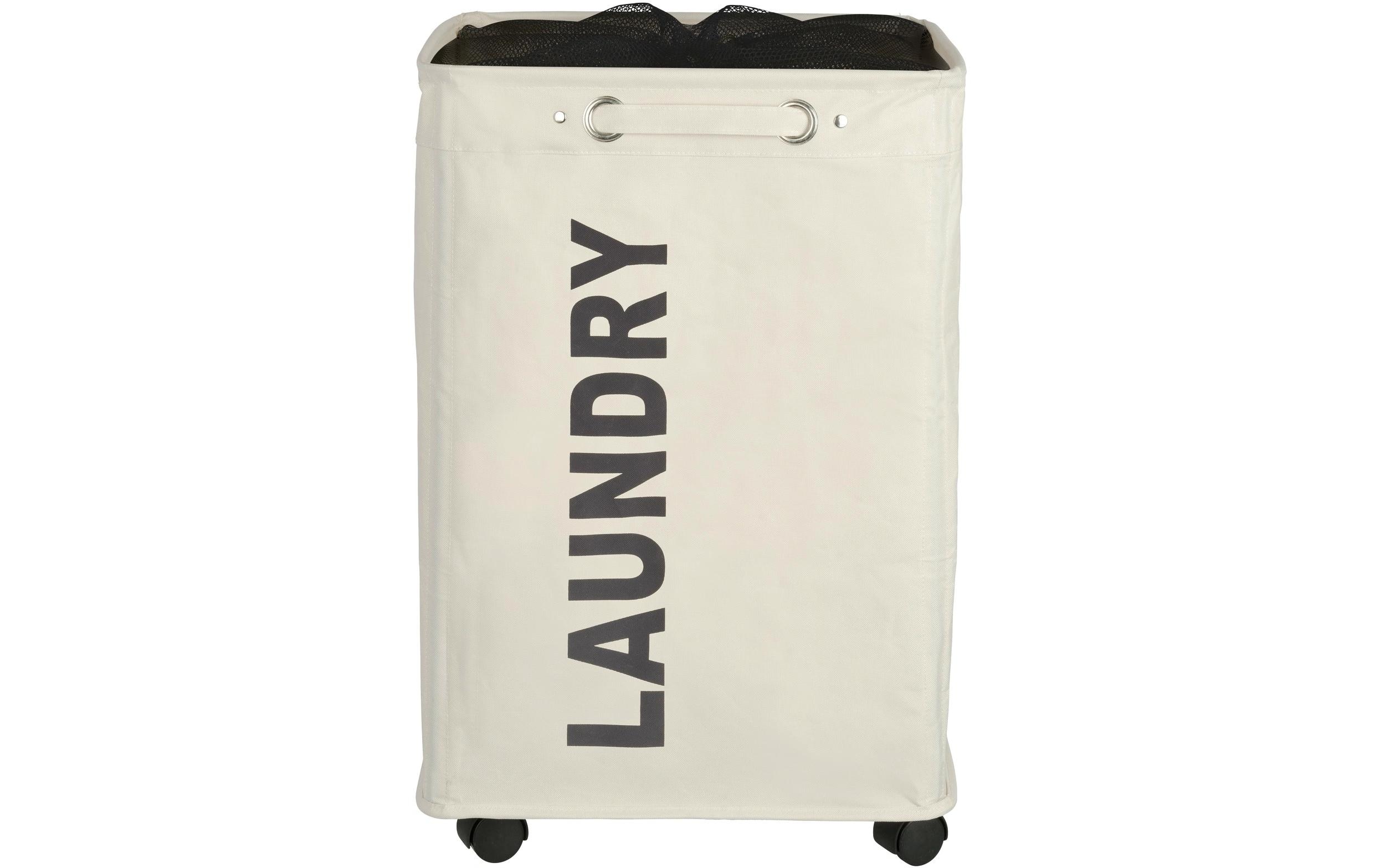 Wäschesammler Quadro 79 l, BeigeWäschekorb mit Rollen