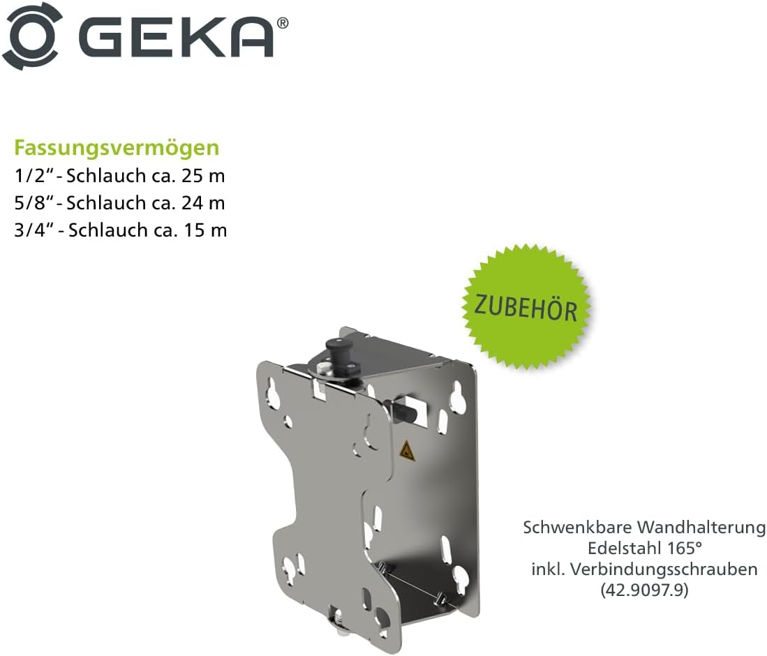 automatischer Schlauchaufroller EA15SK, mit Wasserschlauch, L x B x H 52 (inkl. Halterung) x 45 x 23,5, 42.9041.9