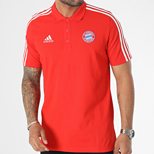 Polo Manches Courtes A Bandes Bayern Munich HY3281 Rouge