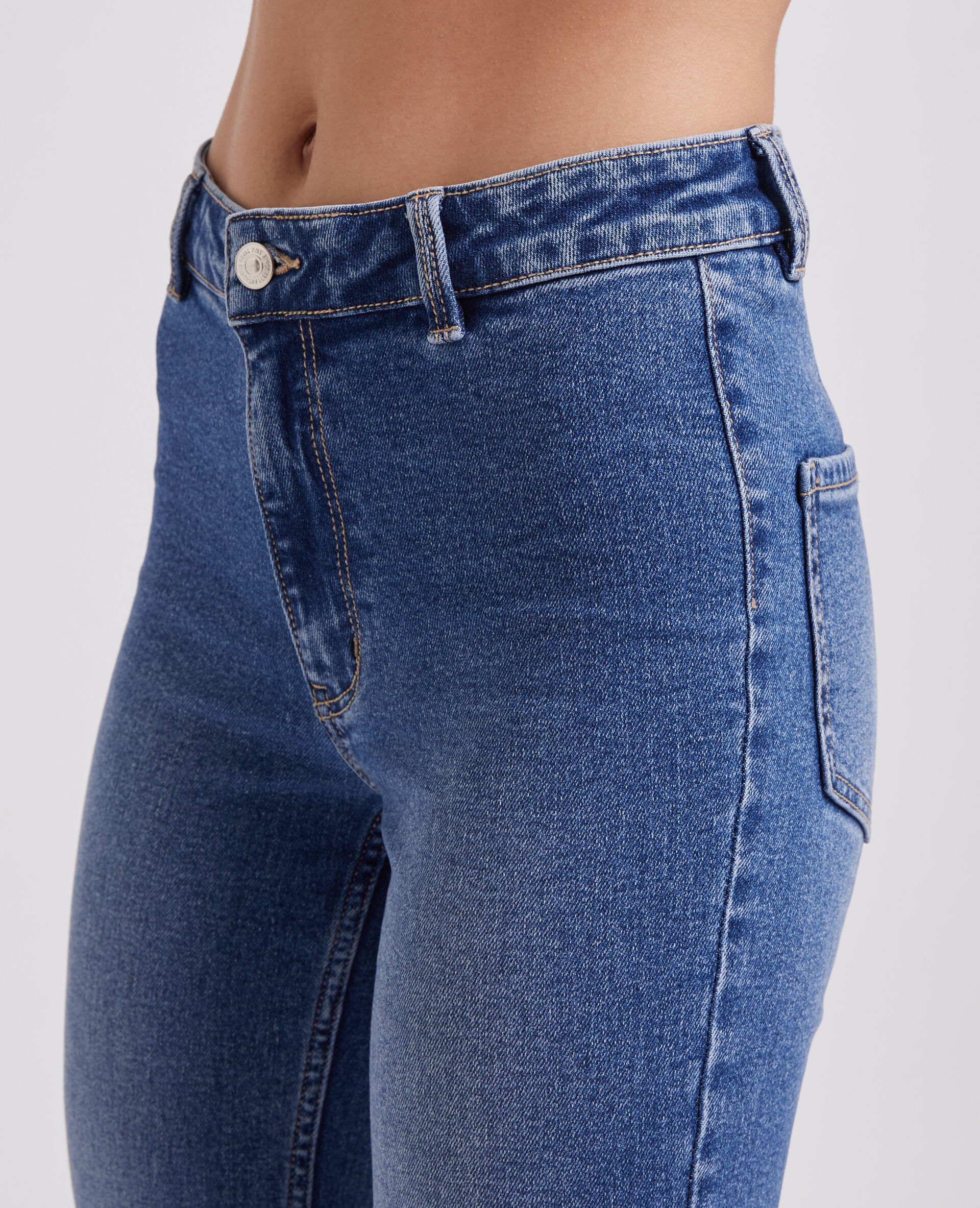 Jean flare taille haute cropped - Bleu