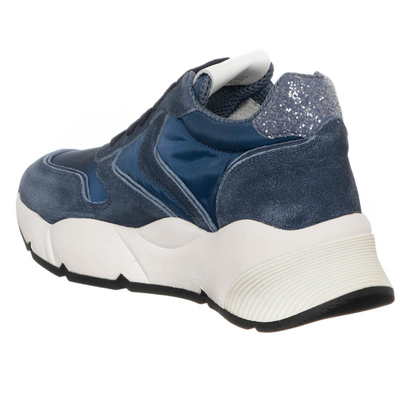 Voile Blanche Baskets en Cuir Sheel bleues