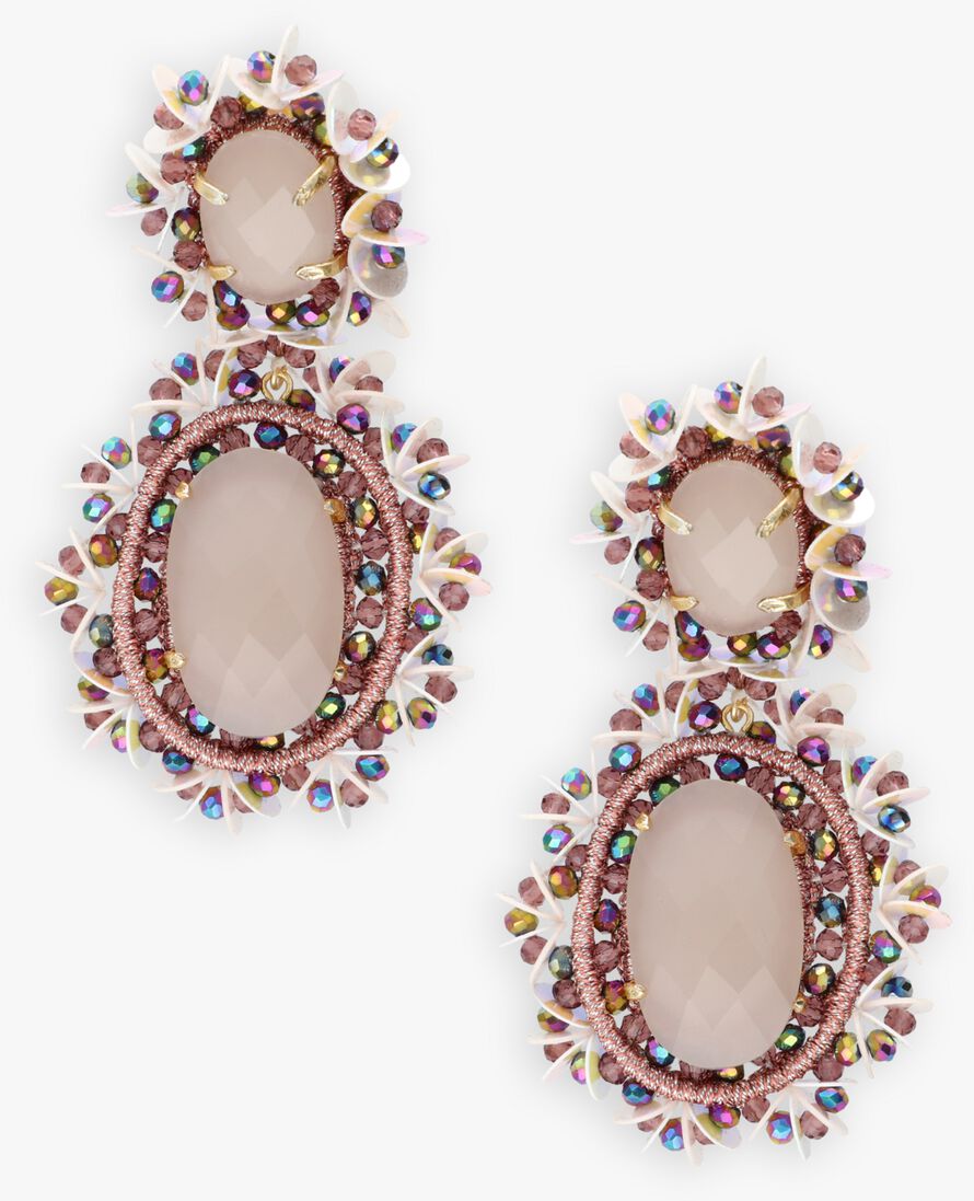 roze lott. gioielli oorbellen pendant earring double w/ sequins l