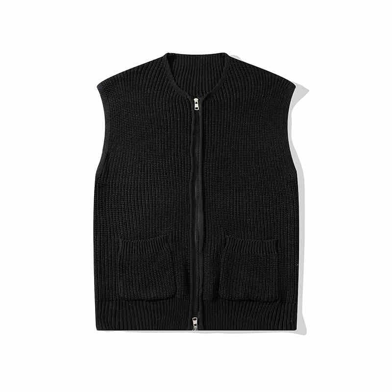 Zentrus - V-hals effen vest met rits