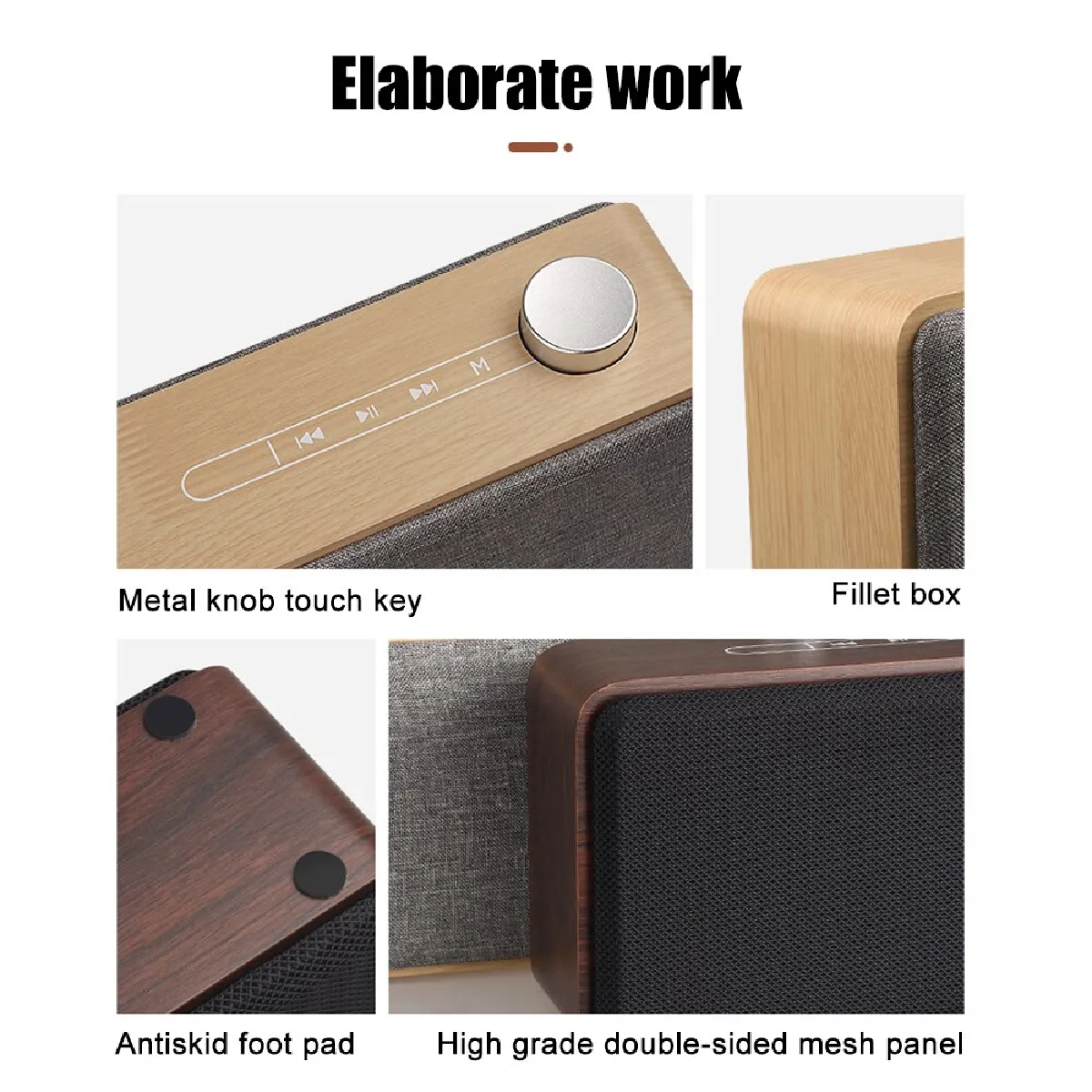 Universal Haut-parleur Bluetooth en bois - Grain de noyer
