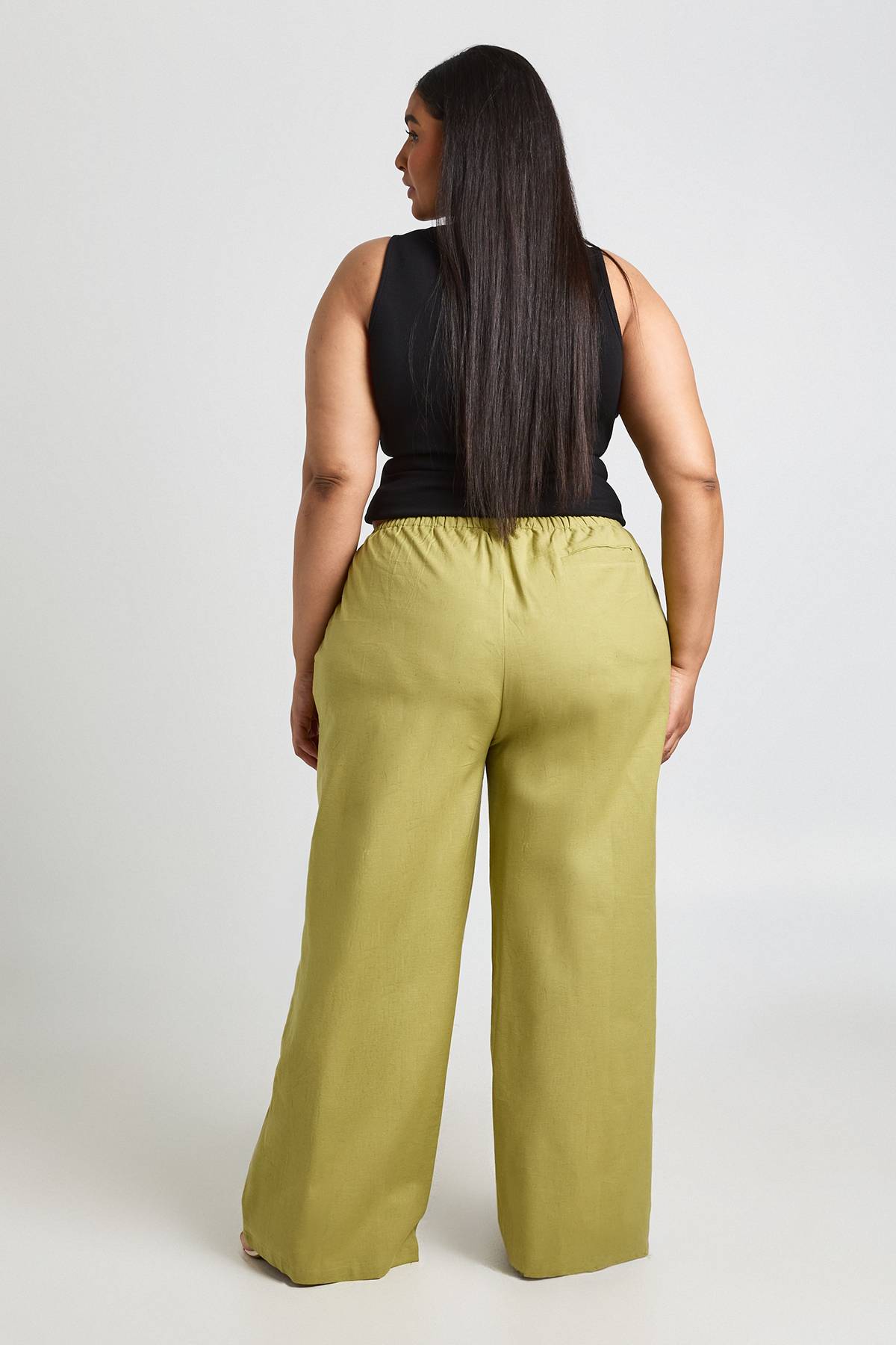 boohoo Pantalon Grande Taille En Lin