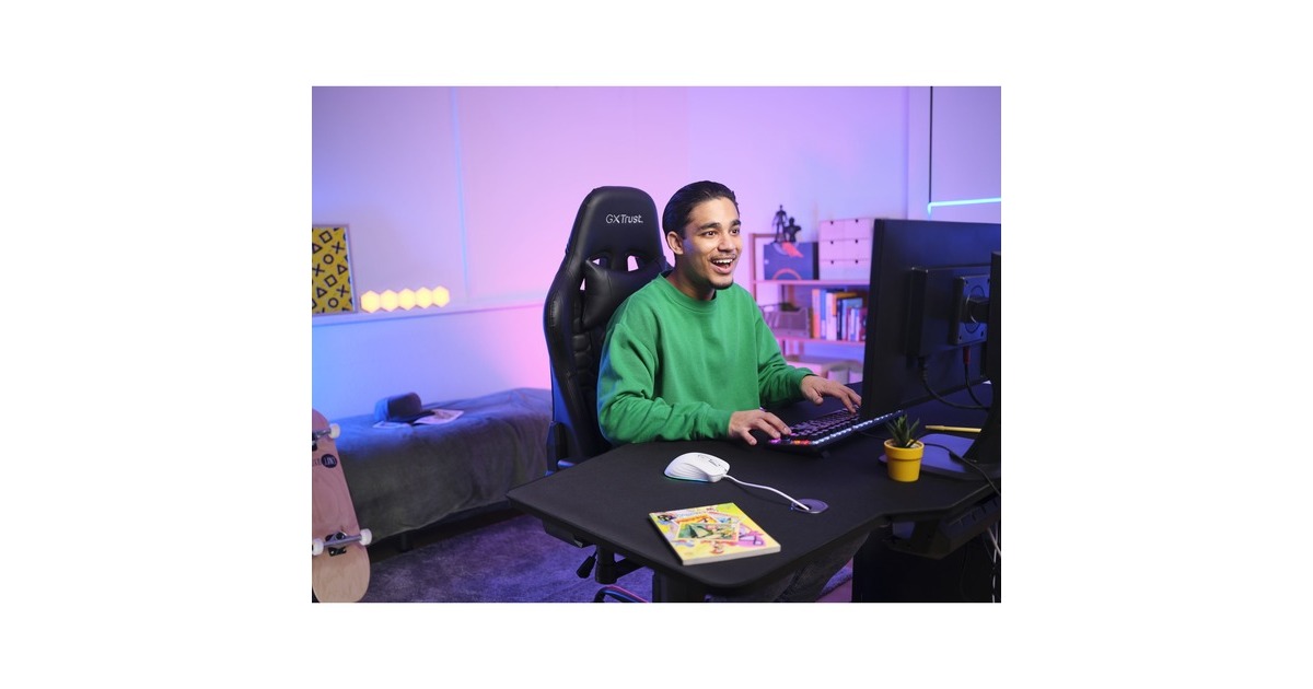 TrustGXT 924W Ybar+ gaming muis met hoogwaardige prestaties  (Wit, RGB, 25.600 dpi, Tweedekans)