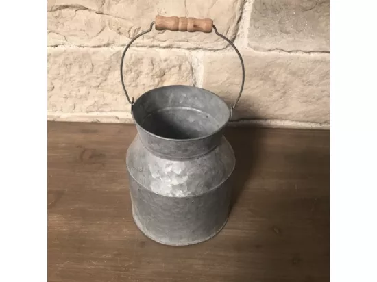 Pot à lait ancien décoratif extérieur jardin zinc gris Ø18 x 21 cm
