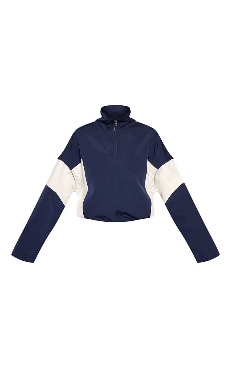 Bleu Marine Coupe-vent Zippé À Blocs De Couleur