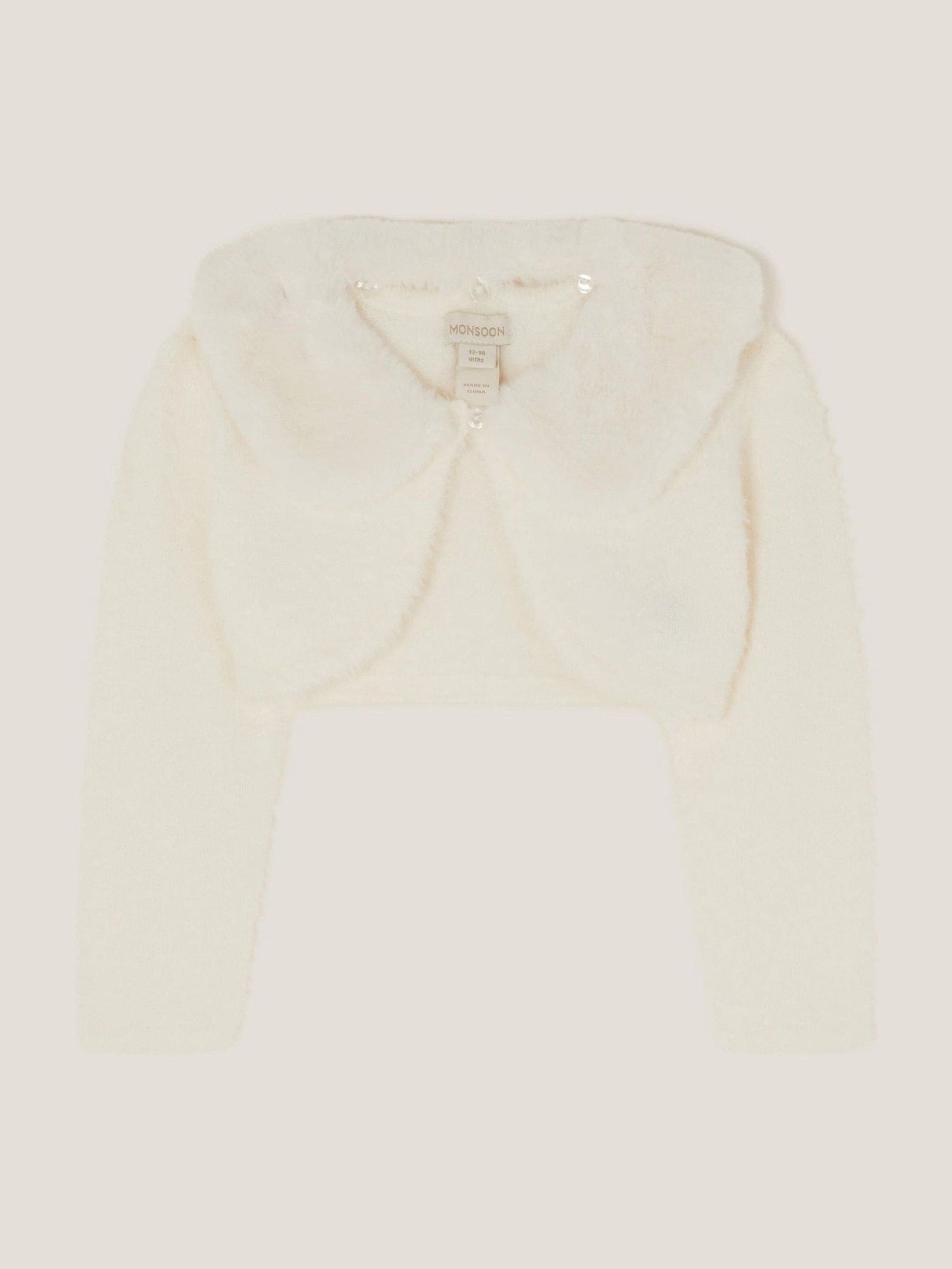 Crème - Monsoon Baby - Fuzzy vest met afneembare kraag