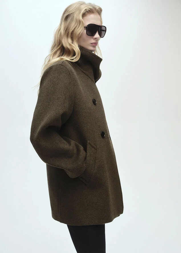 MANGO Double-breasted wool coat Beige - khaki