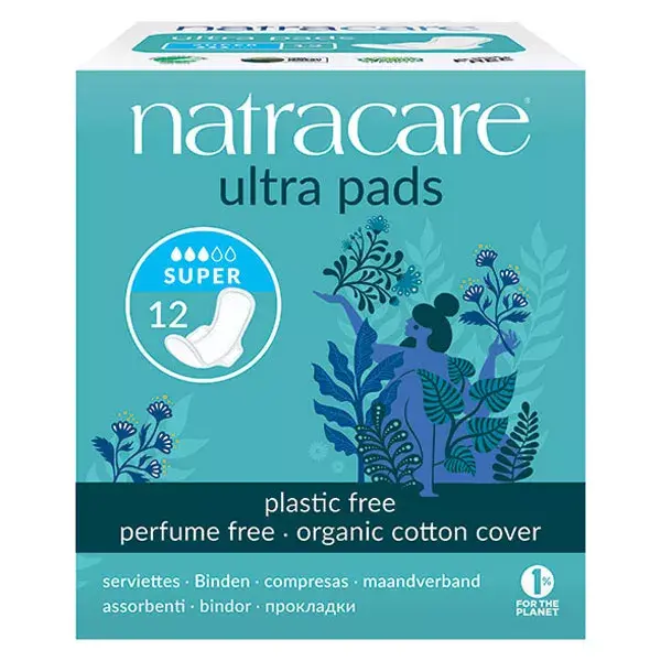 Absorventes Natracare Ultra Super com Abas, 12 unidades