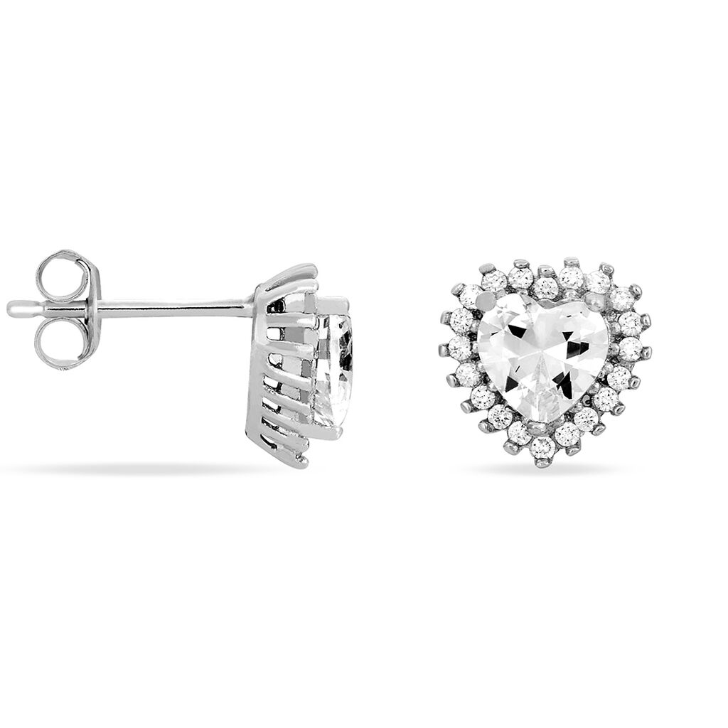 Boucles D'oreilles Puces Calvi Argent Blanc Oxyde De Zirconium