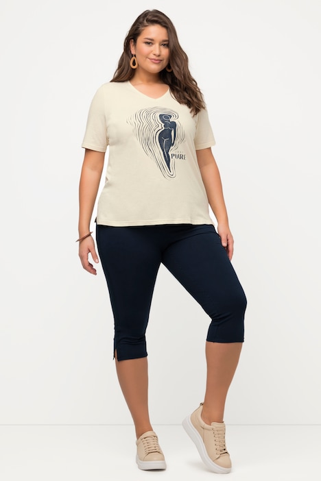 Capri-Leggings, seitliches Spitzenband, Biobaumwolle