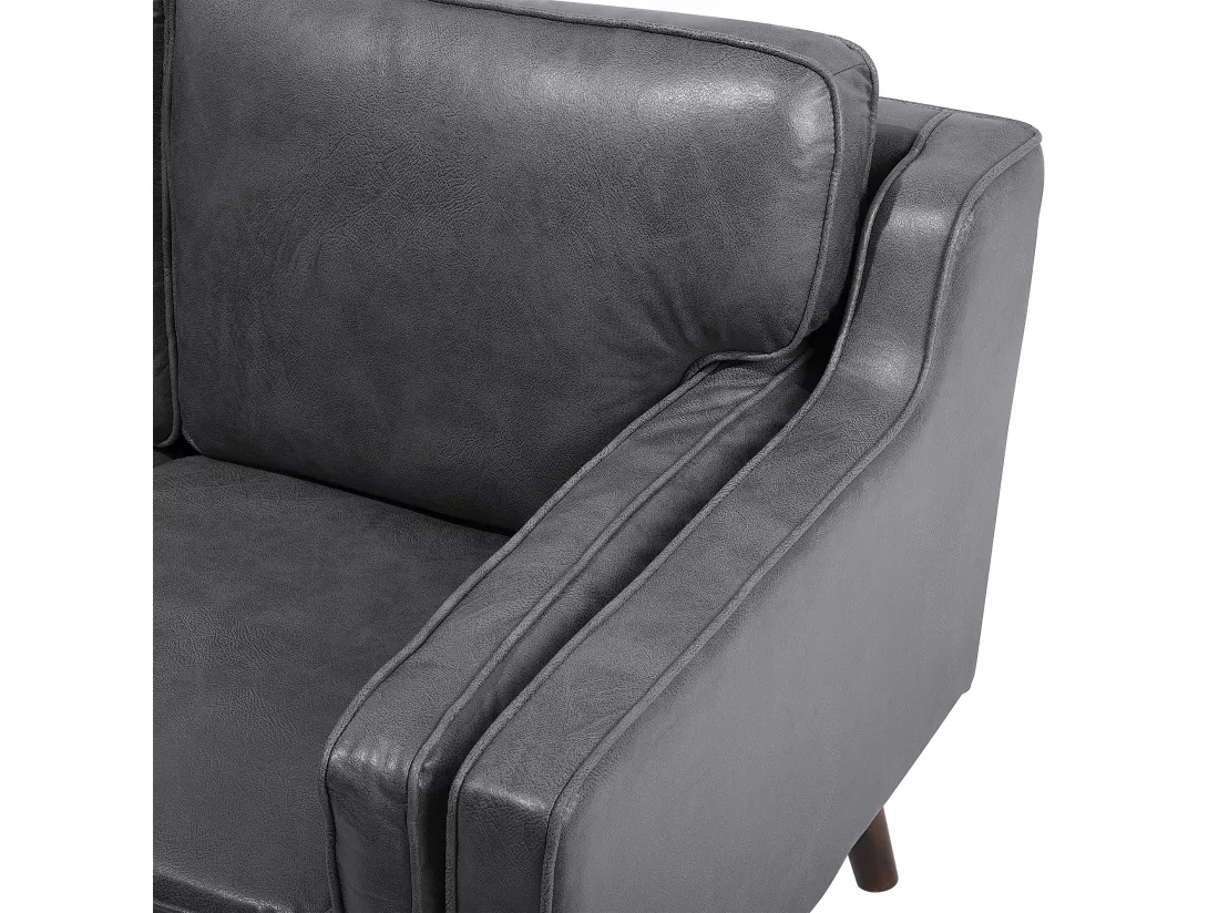 Canapé 3 places en cuir PU gris LOKKA