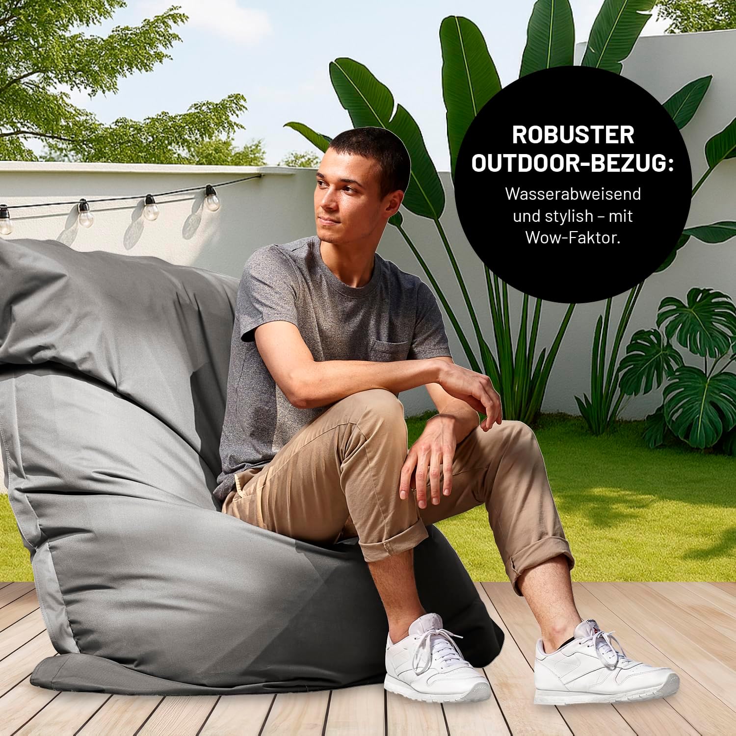 Lumaland Sitzsack Classic XXL All-in-One Set | Riesen Sitzsack XXL mit Cord & Outdoor Bezug für drinnen & draußen | Sofa Sessel mit im Innensack sicher verpackter EPS-Füllung – Hüllen Easy wechselbar