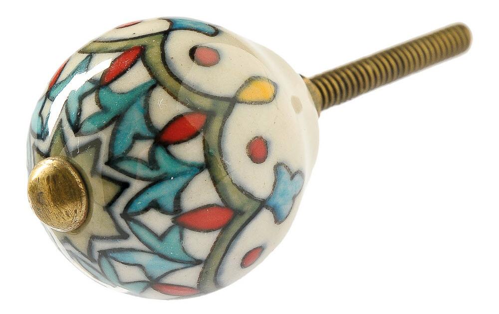 Möbelgriff handgemacht, Ø 3 cm, Weiss/GoldMöbelknauf mit Muster