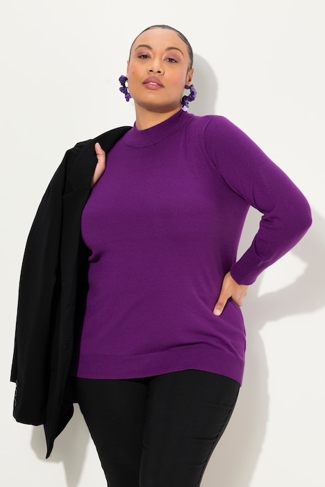 Pullover, Stehkragen, Langarm, Rippbündchen