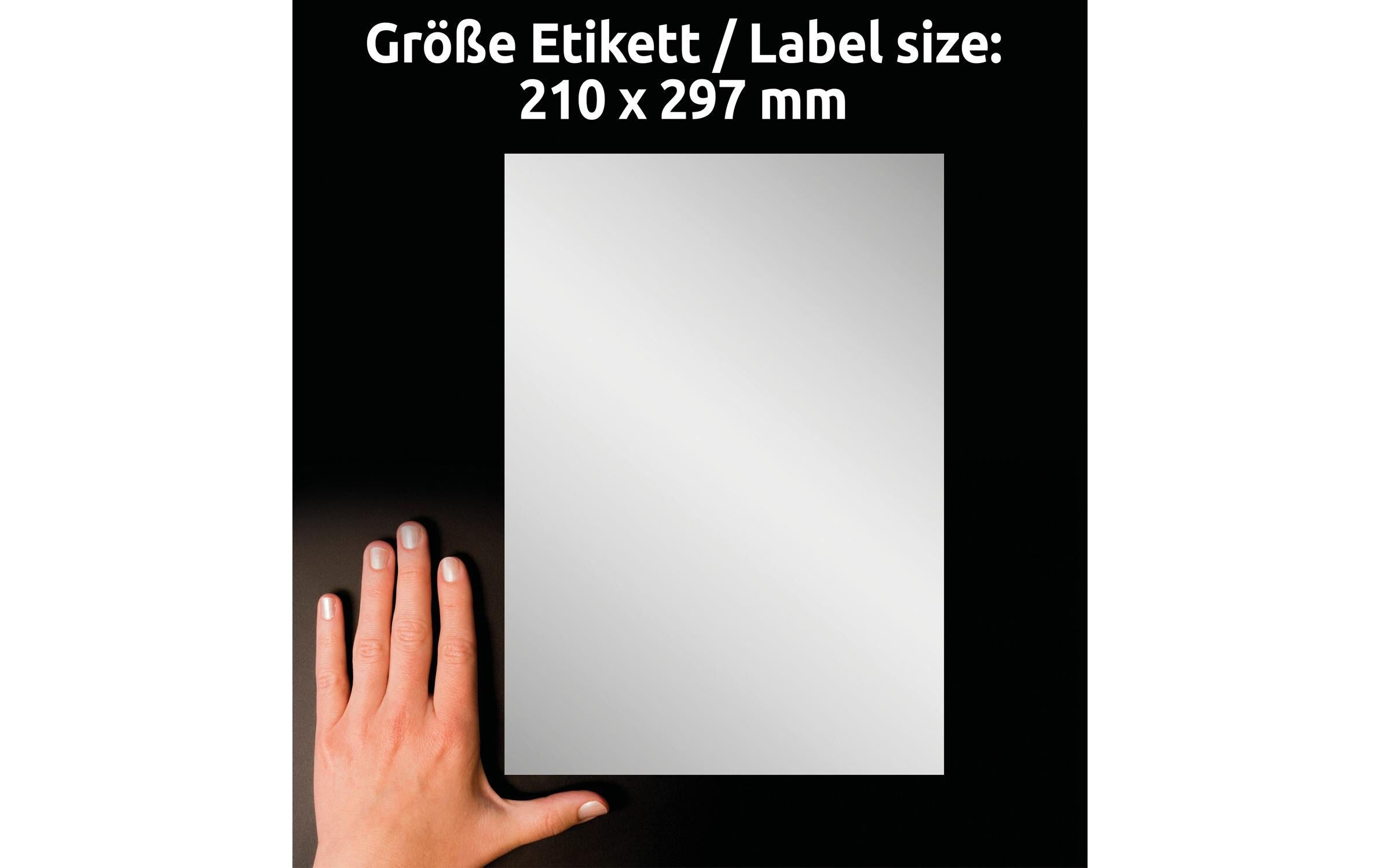 Typenschild-Etiketten 210 x 297 mm, 20 BlattAbwaschbare Etiketten