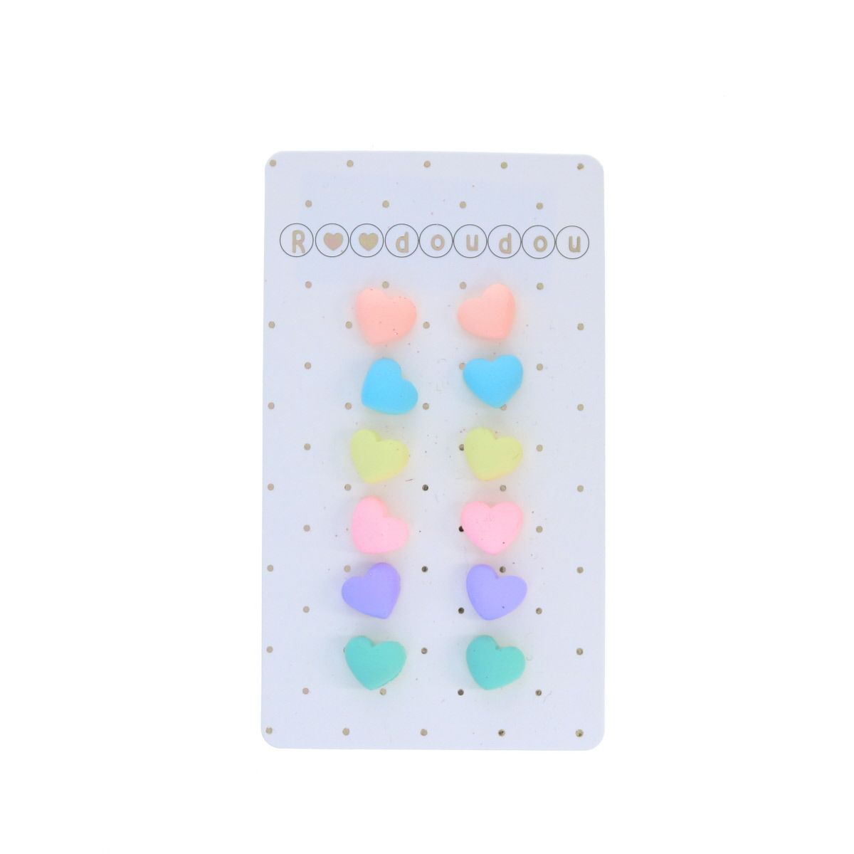 Lot de 6 paires de boucles d'oreilles cœurs multicolores Roodoudou