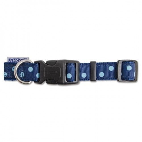 Coleira vintage para cachorro com estampa de bolinhas azul marinho