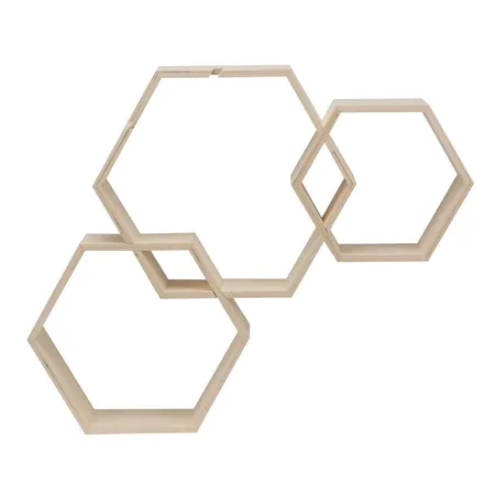 Glorex Design Holzrahmen, sechseckig 3 Stück
